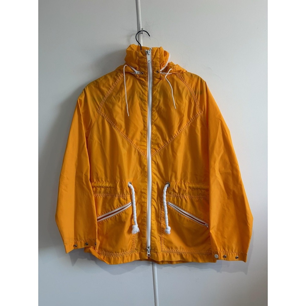 Vintage White Stag Jacket Mens Medium Yellow Nylon Hooded Windbreaker 70s 80s